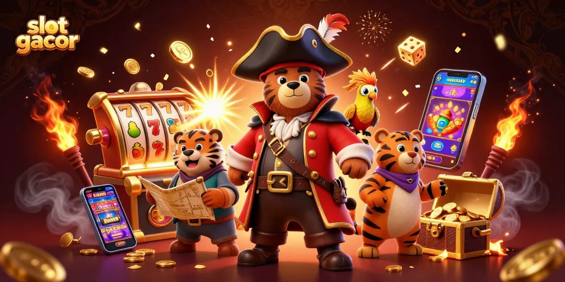 Experience thrilling wins with slot gacor as characters celebrate near a jackpot explosion!
