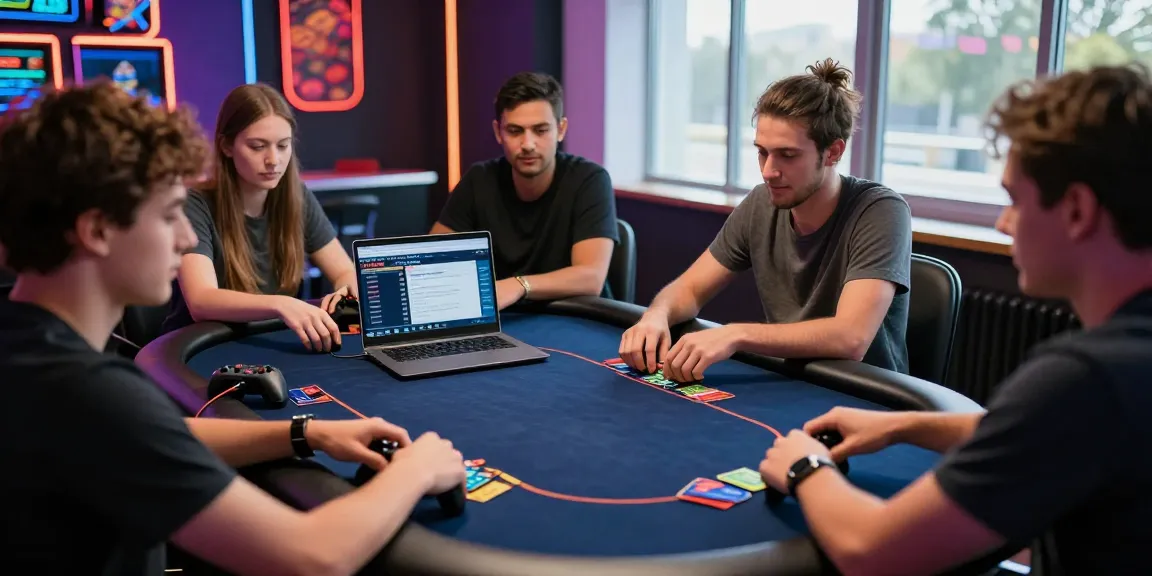 Friends celebrating at online credit card casinos UK with vibrant gaming atmosphere