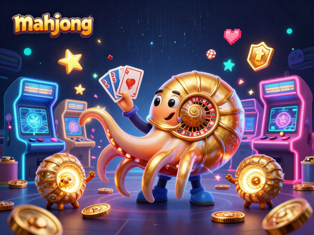 Play mahjong with a giant nautilus and glowing cards in an immersive casino scene.