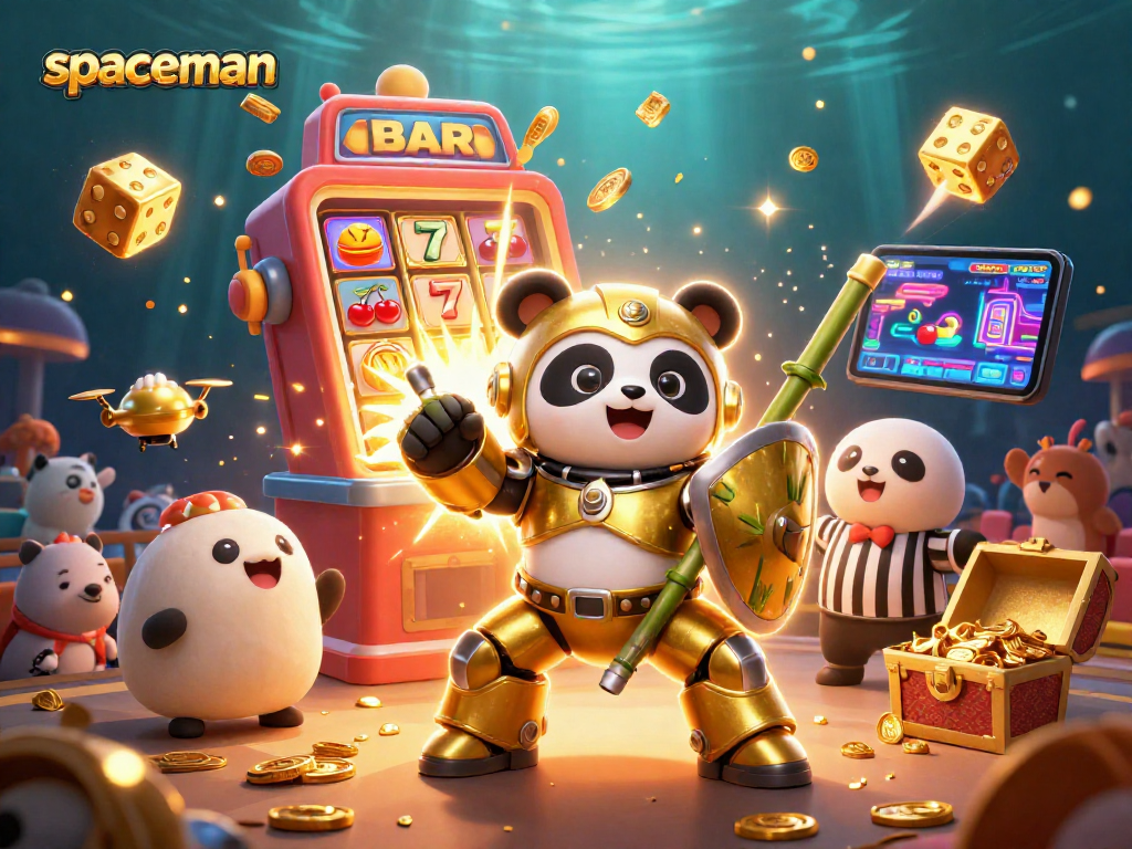 Spin to win with Spaceman, featuring a vibrant casino scene with exciting game elements