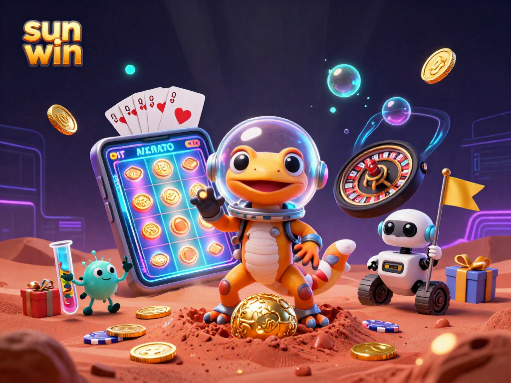 Experience thrilling moments with sun win as Martian characters discover a buried casino.