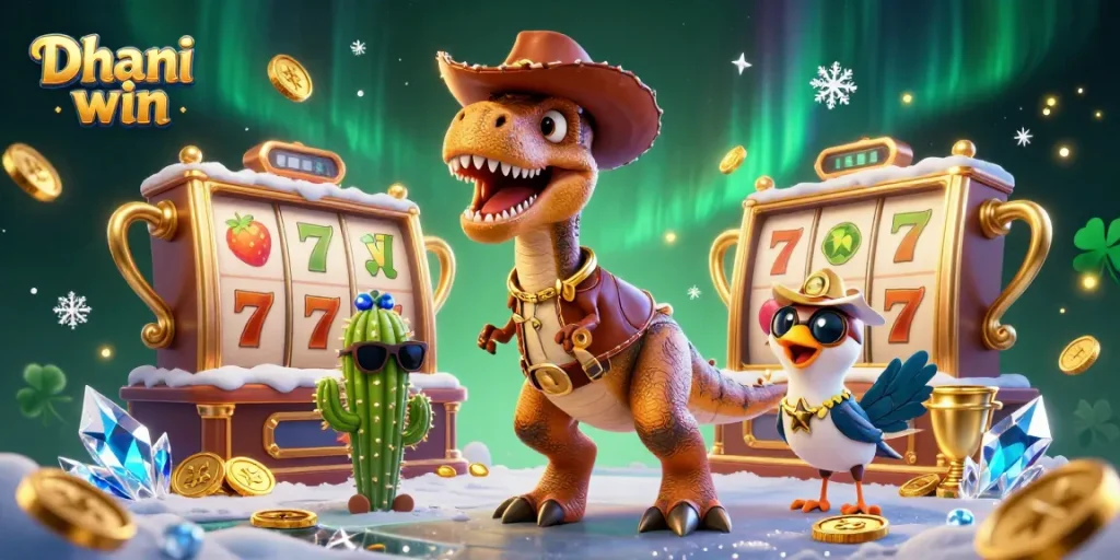Experience thrilling gameplay on Dhani win with a vibrant 3D casino illustration featuring exciting elements.